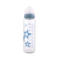 Γυάλινο μπιμπερό με θηλή σιλικόνης για κολικούς 240 ml. / Blue Stars